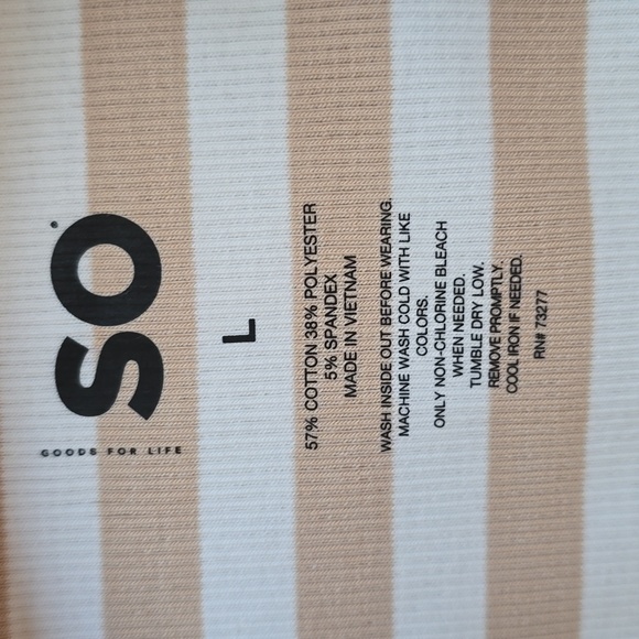 SO BRAND WOMENS JUNIOR SIZE TAN AND WHITE STRIPES TANK TOP SIZE LARGE - Picture 12 of 13